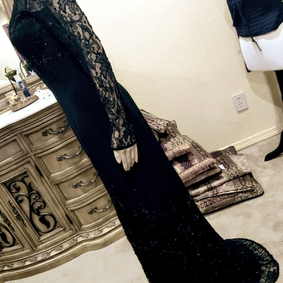 Montage by Mon Cheri Black Beaded Gown - Picture 13 of 16